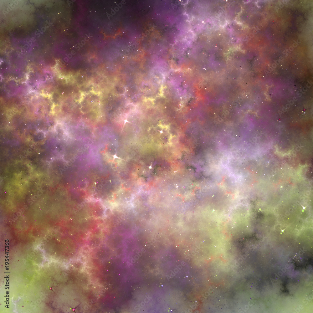 Fractal sky with stars, digital artwork for creative graphic design