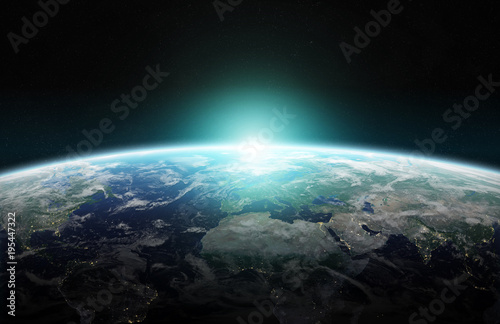 Fototapeta Naklejka Na Ścianę i Meble -  View of blue planet Earth in space 3D rendering elements of this image furnished by NASA