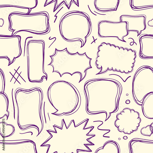 Doodle speech bubbles seamless pattern.