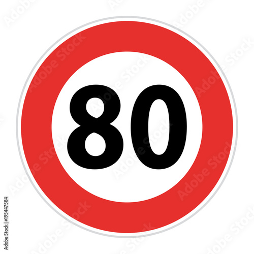 Panneau de signalisation. Vitesse limitée à 80 km/h. 