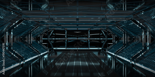 Fototapeta Naklejka Na Ścianę i Meble -  Spaceship dark interior 3D rendering