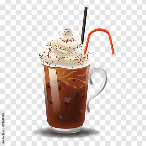 Iced coffee realism style vector illustration