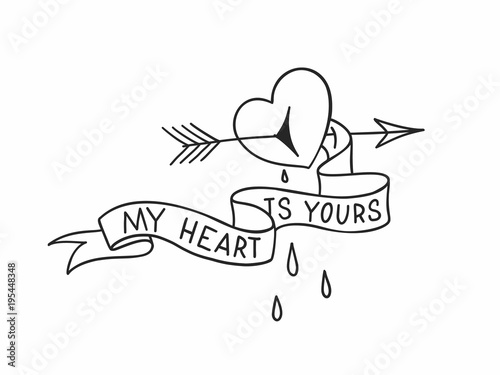 Broken heart with arrow thr...