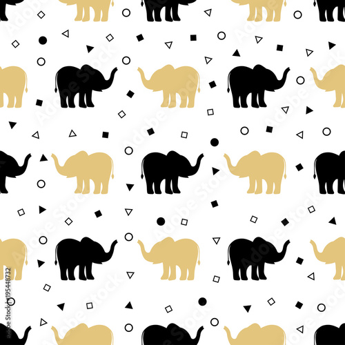 pattern of golden and black elephants