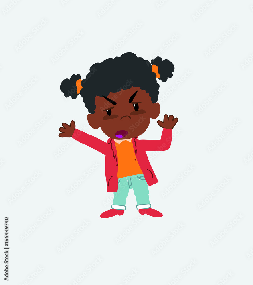 Black girl argues something with a gesture of discontent. Black girl argues something with a gesture of discontent.