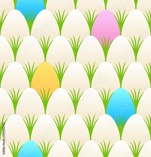 Easter background.
Seamless vector pattern with painted varicolored eggs. 