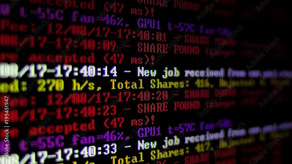 Mining Cryptocurrency process program on display PC. Using Software ...