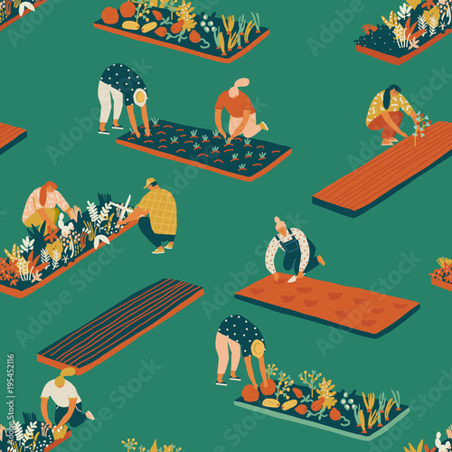 Gardening and farming seamless pattern.