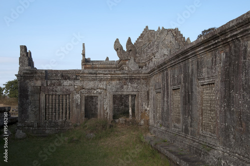 Dangrek Mountains Cambodia, view of Gopura IV courtyard with carved colonettes at the 11th century Preah Vihear Temple  photo