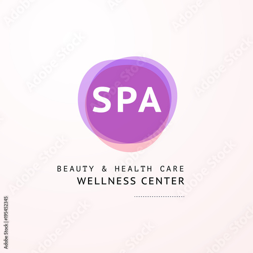 Vector transparent wellness & spa logo symbol in light colors isolated on white background. Perfect for massage saloon, wellness, beauty, yoga, health care centers, fashion insignia design. © artflare