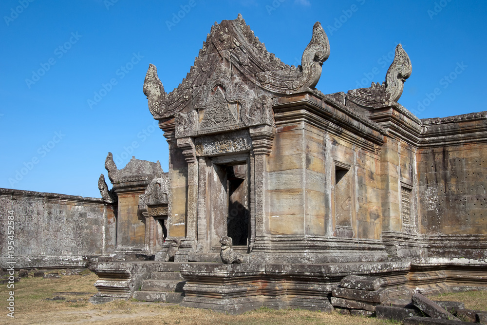 Dangrek Mountains Cambodia, view of the south entrance of Gopura III at the 11th century Preah Vihear Temple 