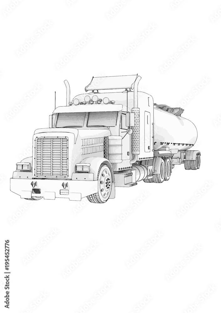 sketch of truck vector.