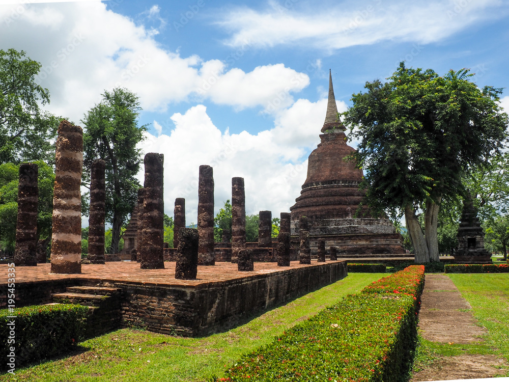 Historical park, ruins old Sukhothai, Thailand
