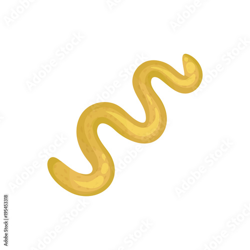 Wavy stripe of fresh mustard. Culinary theme. Cooking ingredient. Dishes component. Graphic element for advertising poster or flyer of sauce. Colored flat vector design