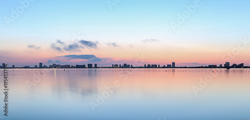 beautiful skyline of a spanish town in the mediterreanen sea at sunrise photo