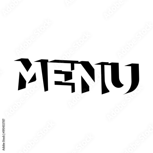 Icono plano MENU 3D espacio negativo en color negro