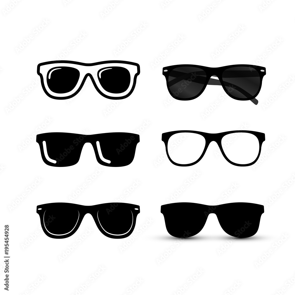 Set of Sunglasses icon. Vector illustration. Isolated on background Set of Sunglasses icon. Vector illustration. Isolated on background