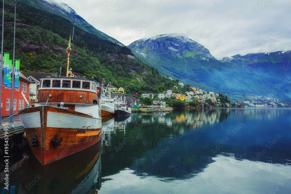 Ship in the fjord, Norway
