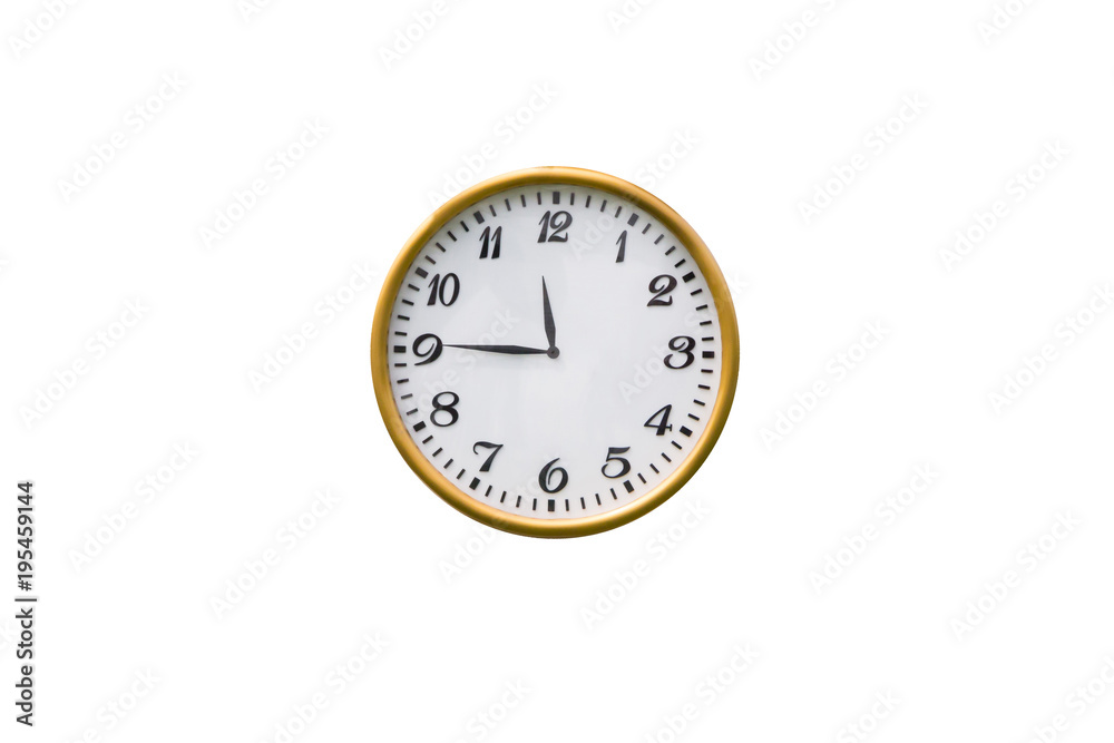 golden and white clock wall isolated on white background golden and white clock wall isolated on white background
