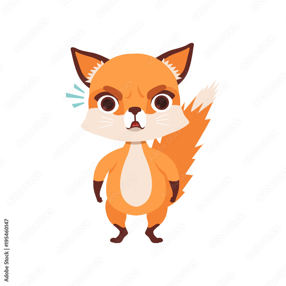 Cute angry fox character, funny forest animal vector Illustration on a white background Cute angry fox character, funny forest animal vector Illustration on a white background