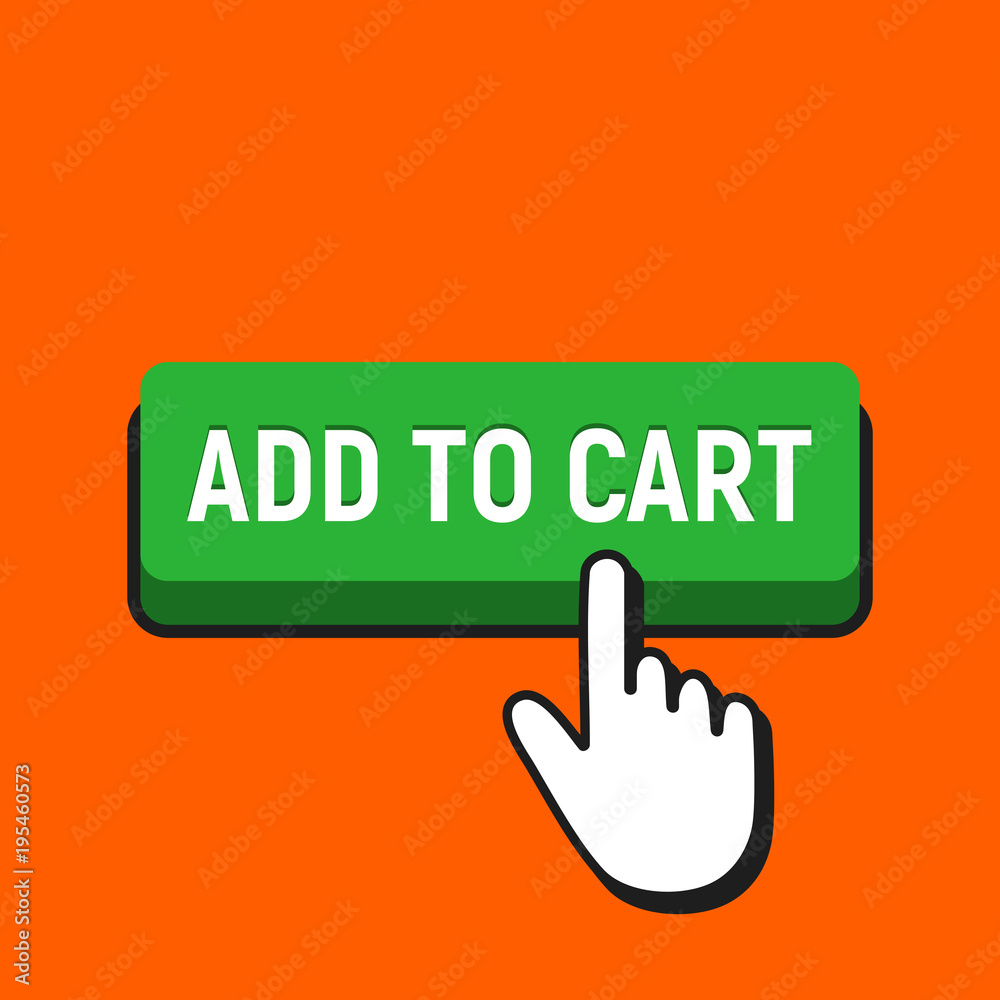 Hand Mouse Cursor Clicks the Add to Cart Button. Hand Mouse Cursor Clicks the Add to Cart Button.