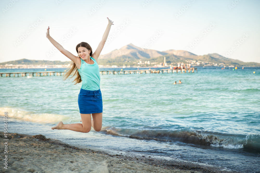 Young beautiful woman on beach Young beautiful woman on beach
