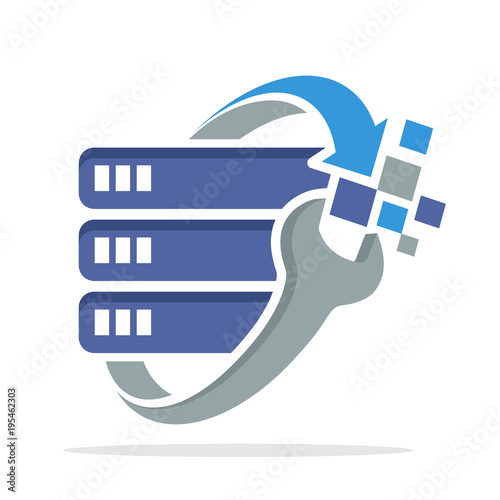 logo icon with the concept of hosting repair, server network repair
