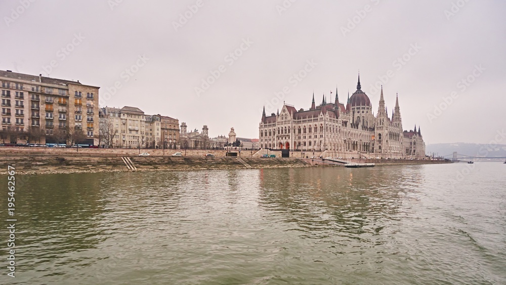 Hungarian Parliament building in city Budapest in Hungary.    