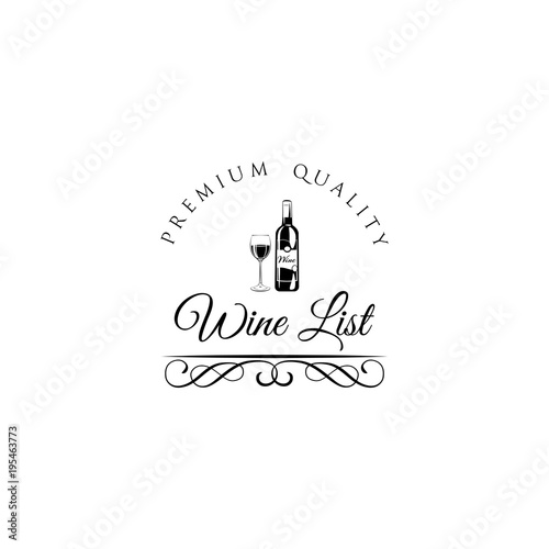 Wine list design. Filigree elements, swirls, divider and flourish elements. Vector illustration. photo