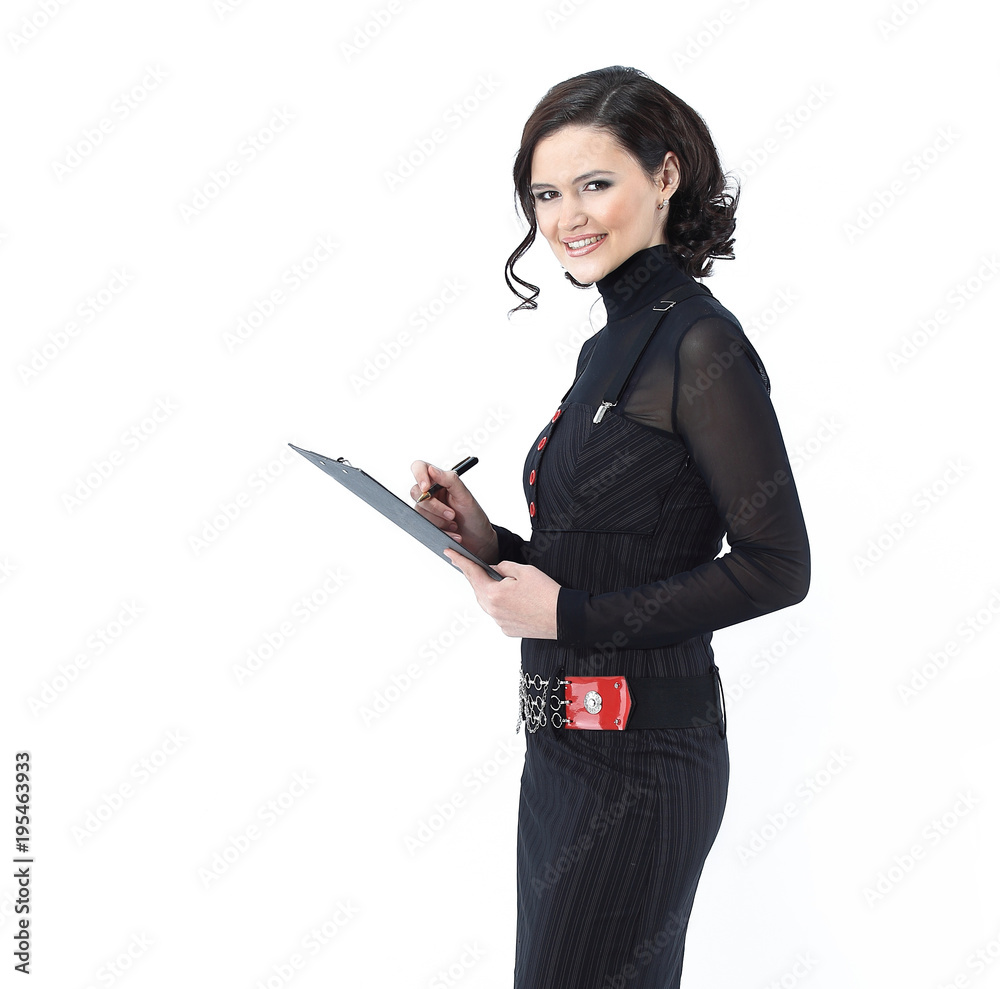 young business woman with documents.isolated on white young business woman with documents.isolated on white