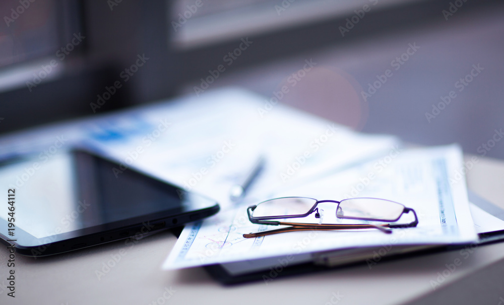 Fototapeta premium Business of financial analysis of workplace