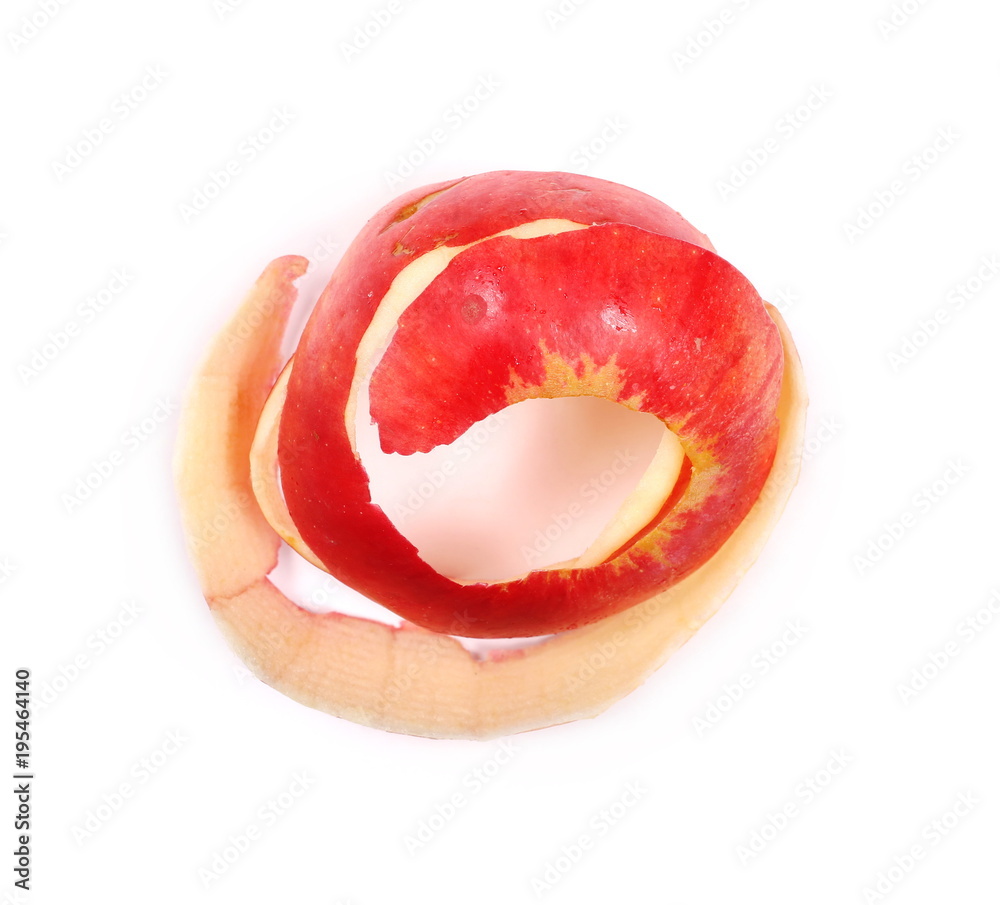 Organic apple peel isolated on white background 