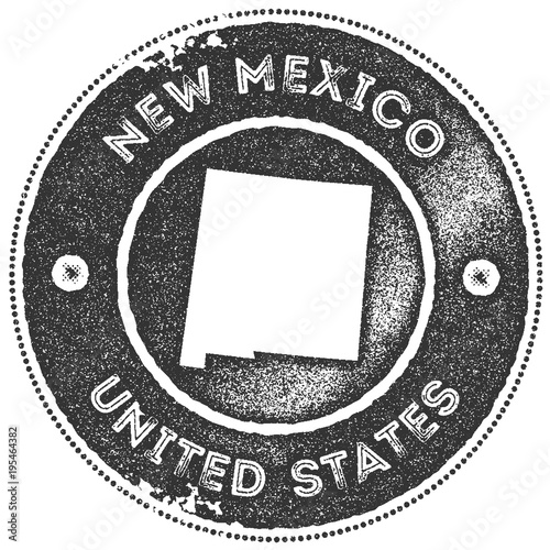 New Mexico map vintage stamp. Retro style handmade label, badge or element for travel souvenirs. Dark grey rubber stamp with US state map silhouette. Vector illustration.