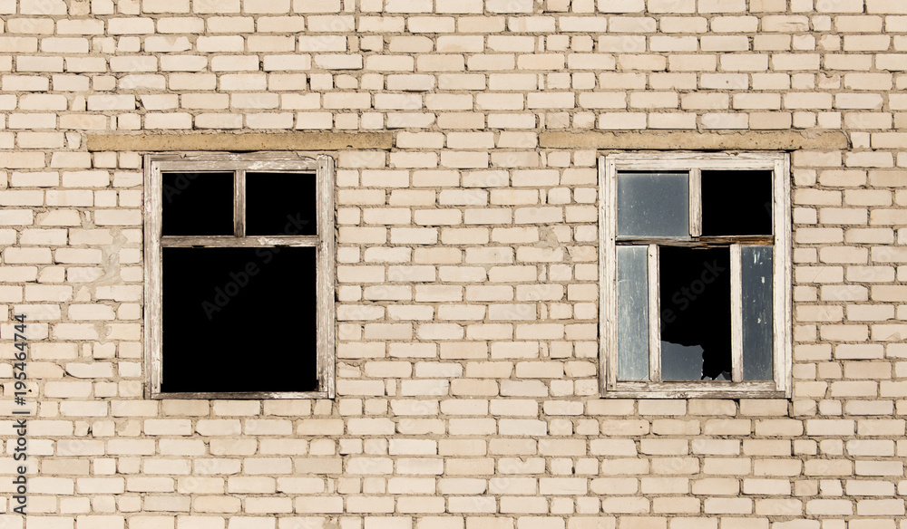 Windows in a brick house under construction Windows in a brick house under construction