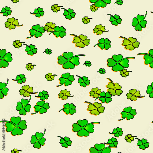 Clover leaves seamless background  vector. Saint Patrick Day
