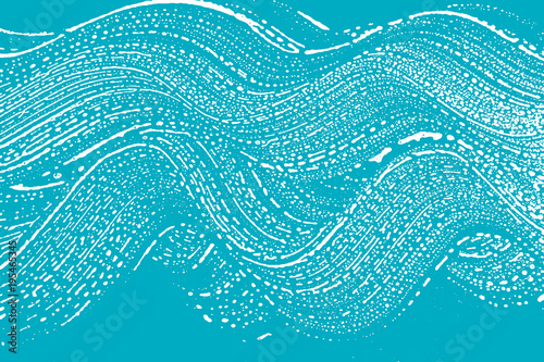 Natural soap texture. Alive green blue foam trace background. Artistic memorable soap suds. Cleanliness, cleanness, purity concept. Vector illustration.