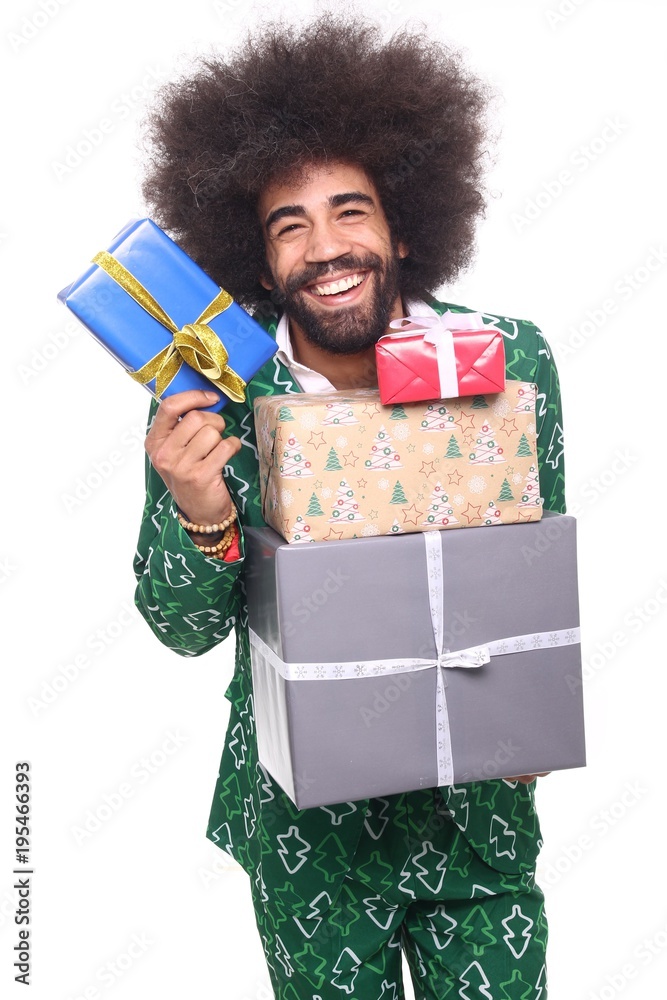 Fototapeta premium Christmas afro man