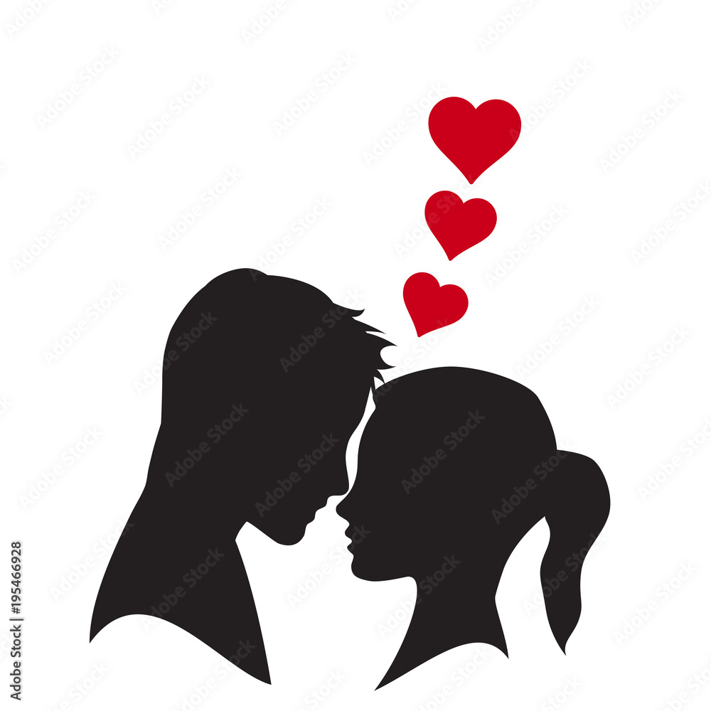 Vector logo lovers. Silhouette of man and woman with heart Stock Vector ...