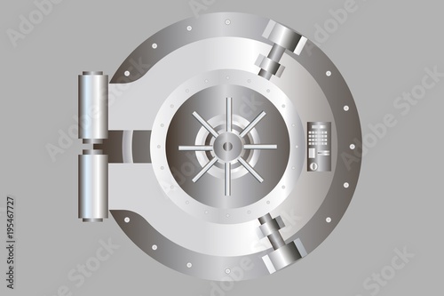 Bank door illustration. Vector vault door.