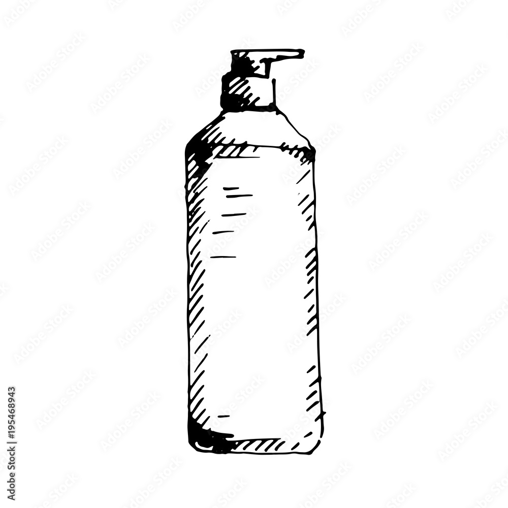 Hand drawn cosmetic container. Sketched mockup of cosmetic package. vector de Stock Adobe Stock