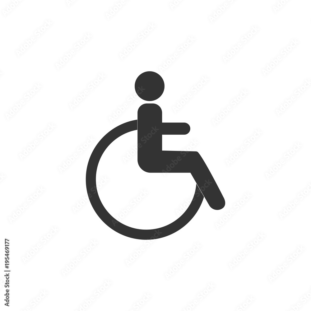 Disable icon. Person silhouette icon. Flat design. Vector illustration. Disable icon. Person silhouette icon. Flat design. Vector illustration.