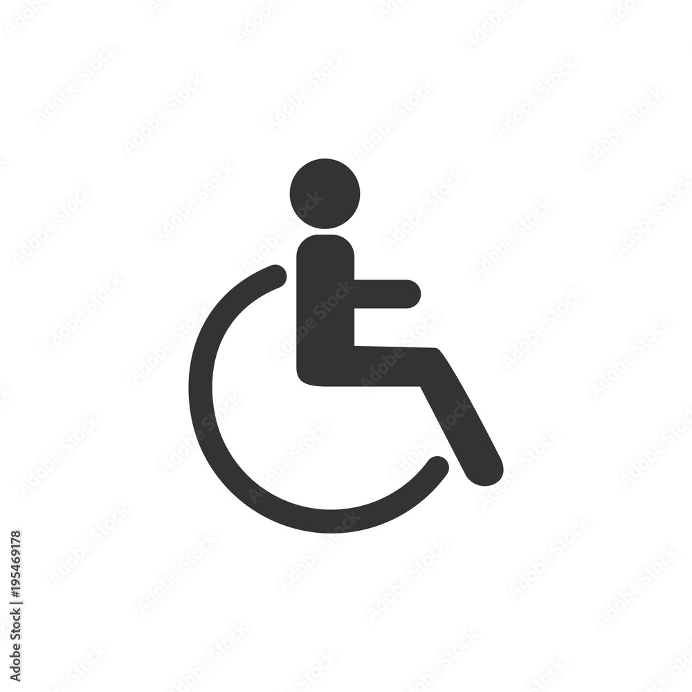 Disable icon. Person silhouette icon. Flat design. Vector illustration. Disable icon. Person silhouette icon. Flat design. Vector illustration.