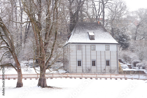 famous goethe house in weimar ilmpark in winter