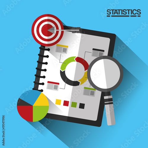 marketing financial notebook business search statistics data vector illustration