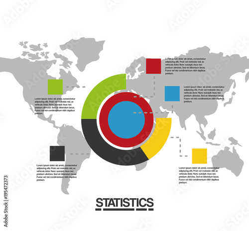 world map with infographic elements chart statistics vector illustration