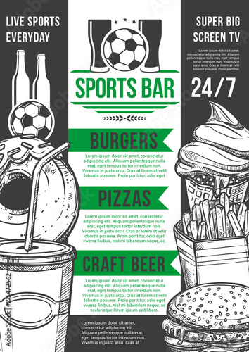 Vector soccer sport bar football beer pub menu