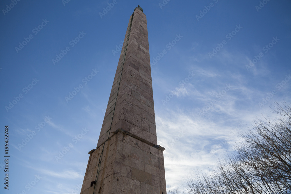 Obelisk, square obelisque,monument built in 1780, tribute to Louis XVI in Port Vendres,France.