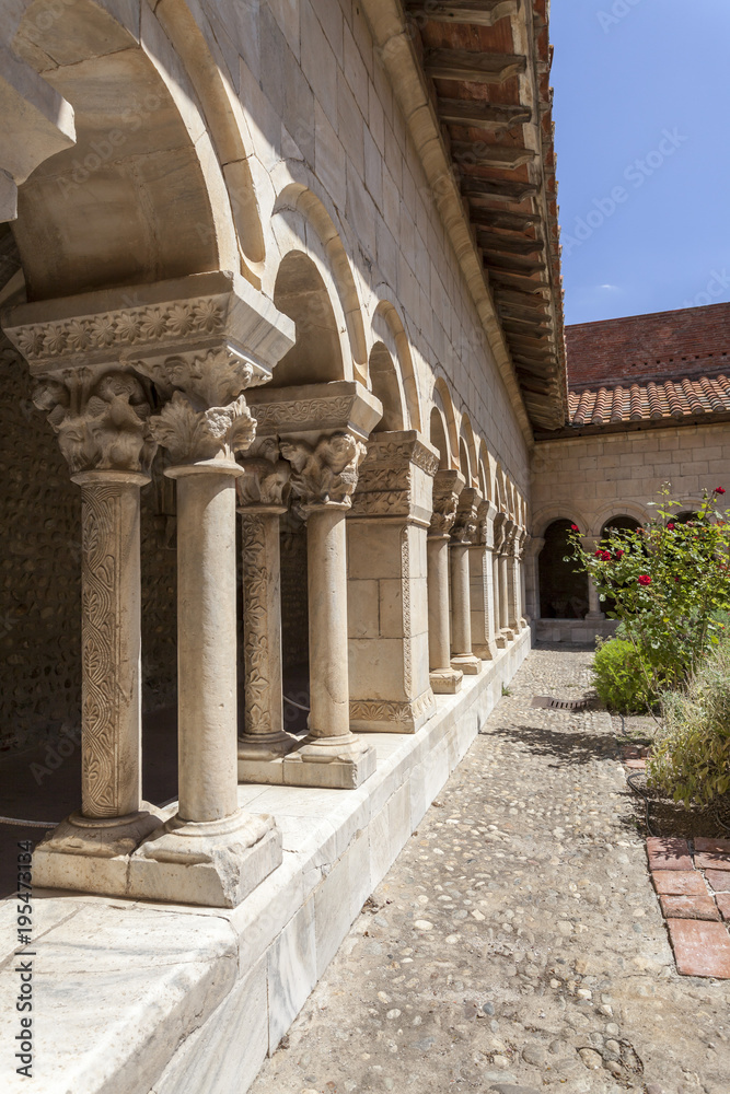 Romanesque cloister of monastery of Elne,Languedoc-Roussillon,France.
