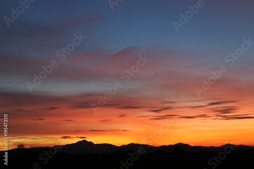 Yellow gold sky evening In tropical countries summer