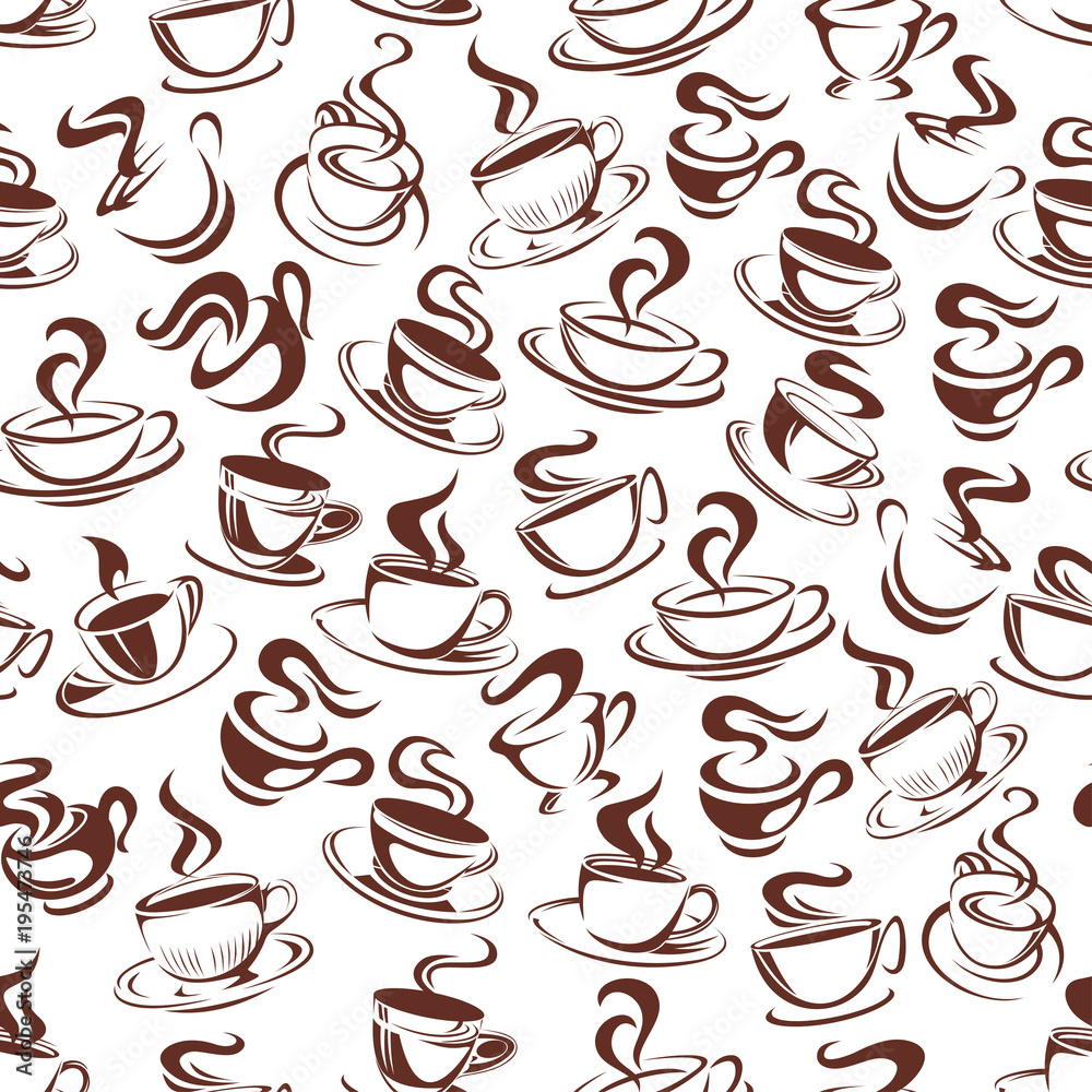 Vector coffee cup seamless pattern background
